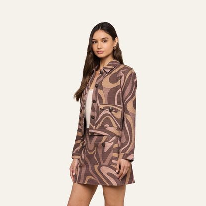 Sepia Brown Multi Abstract Swirl