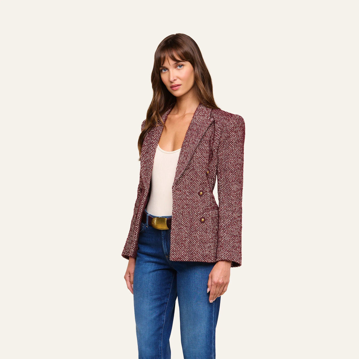 Merlot Red/Ecru Tweed