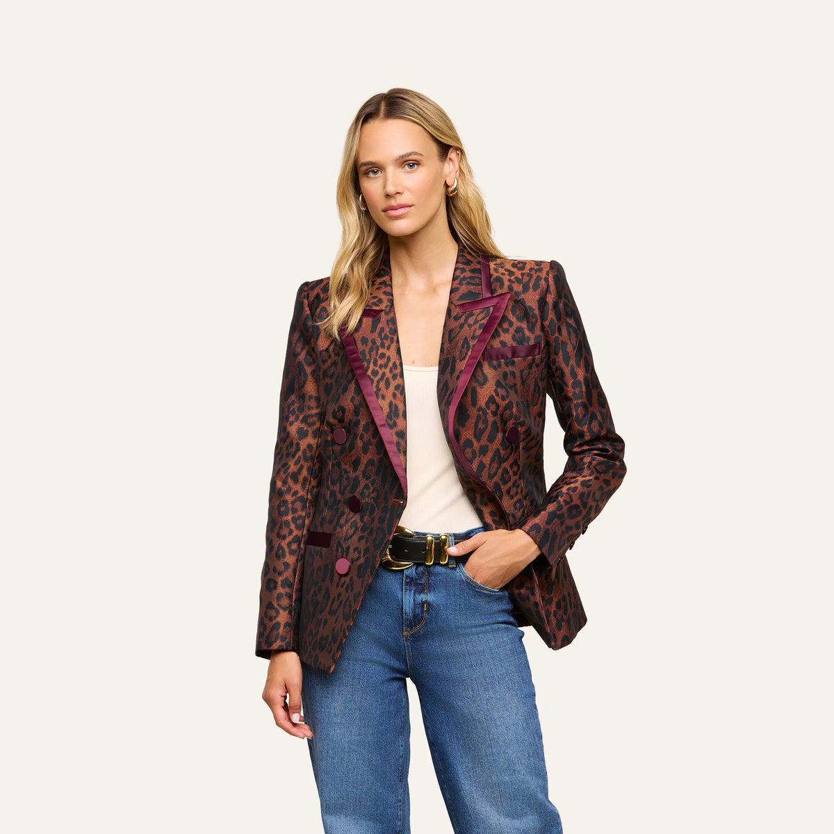 Tan Multi Javan Leopard/Merlot Red