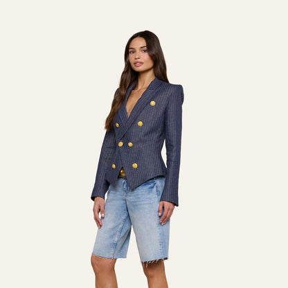 Dark Blue/Nutmeg Pinstripe