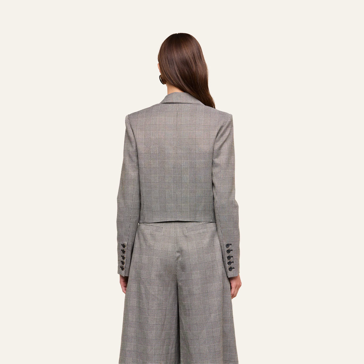 Beige/Black Lurex Glen Plaid