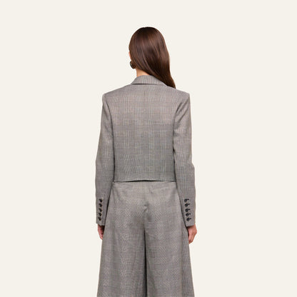 Beige/Black Lurex Glen Plaid