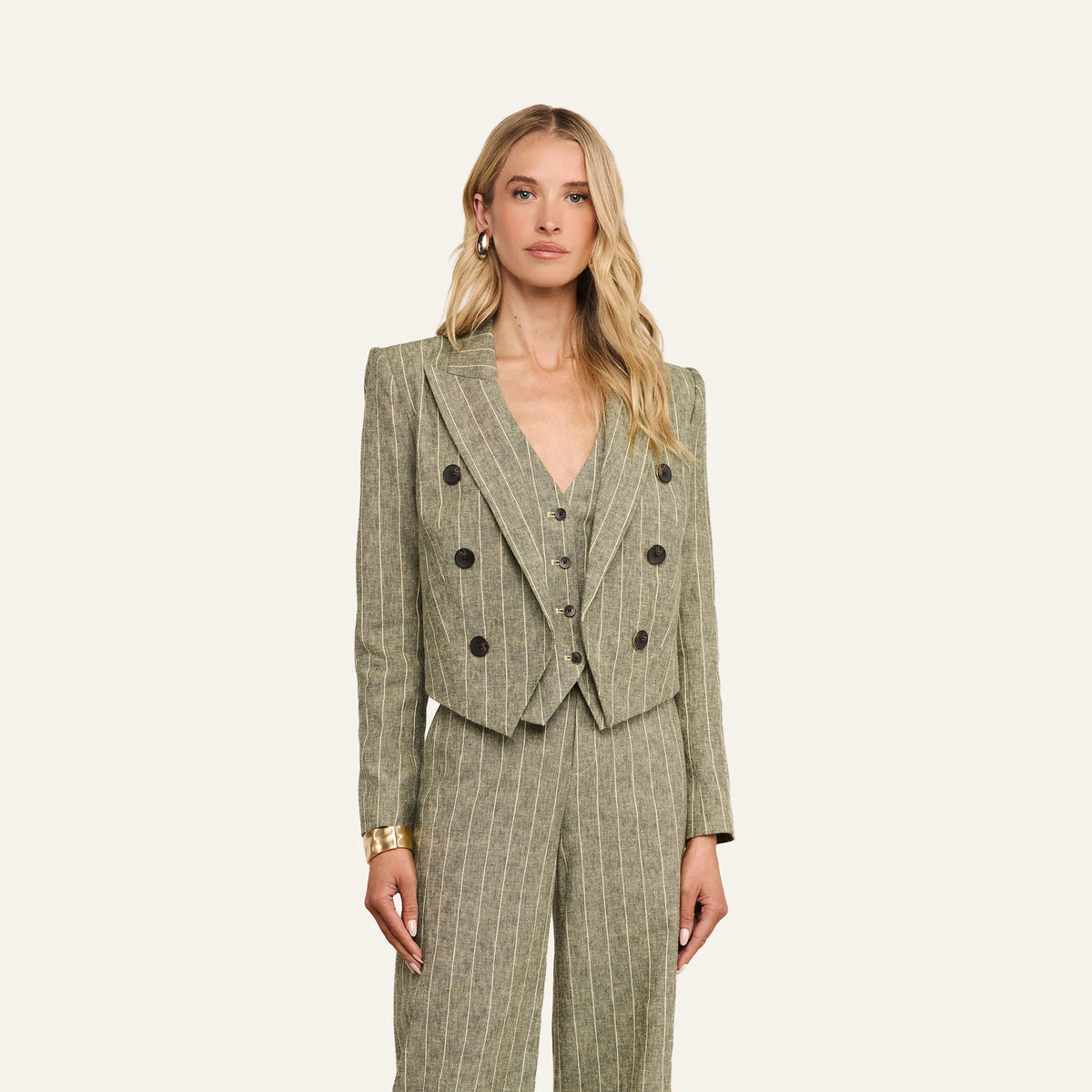 Olive Green Pinstripe