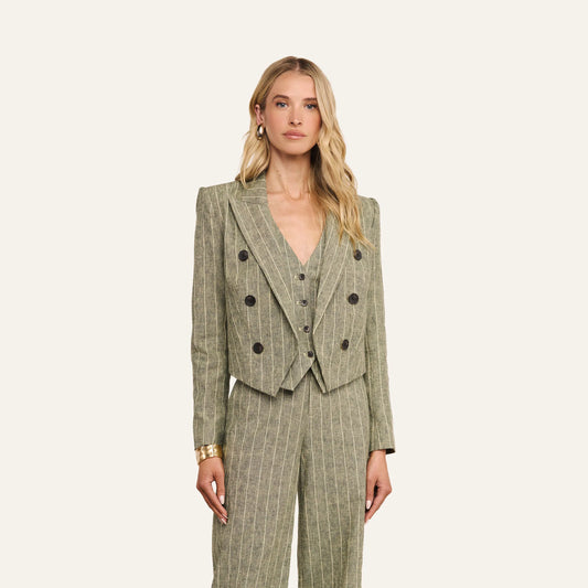 Olive Green Pinstripe
