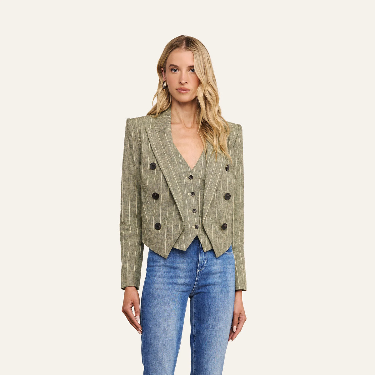 Olive Green Pinstripe