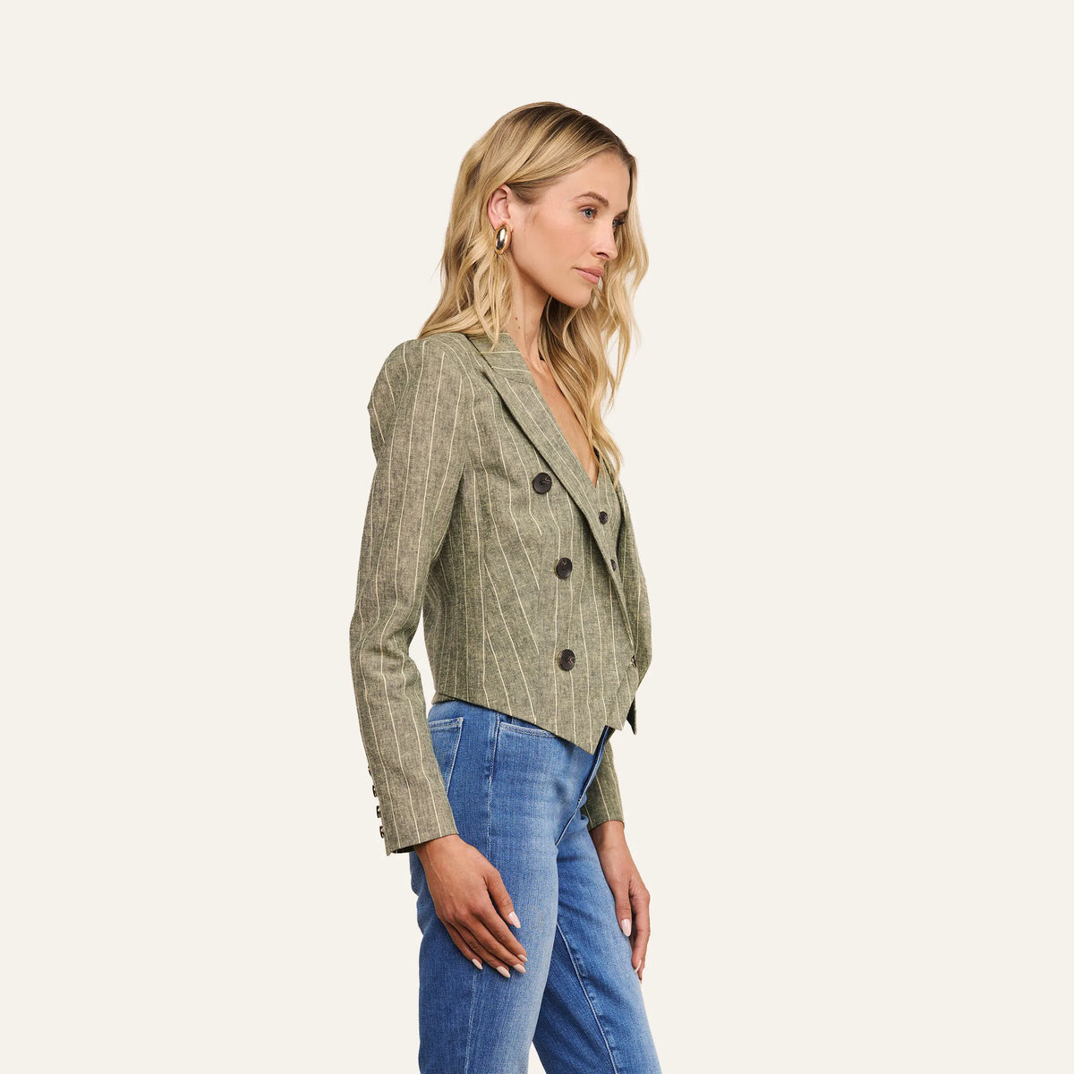 Olive Green Pinstripe