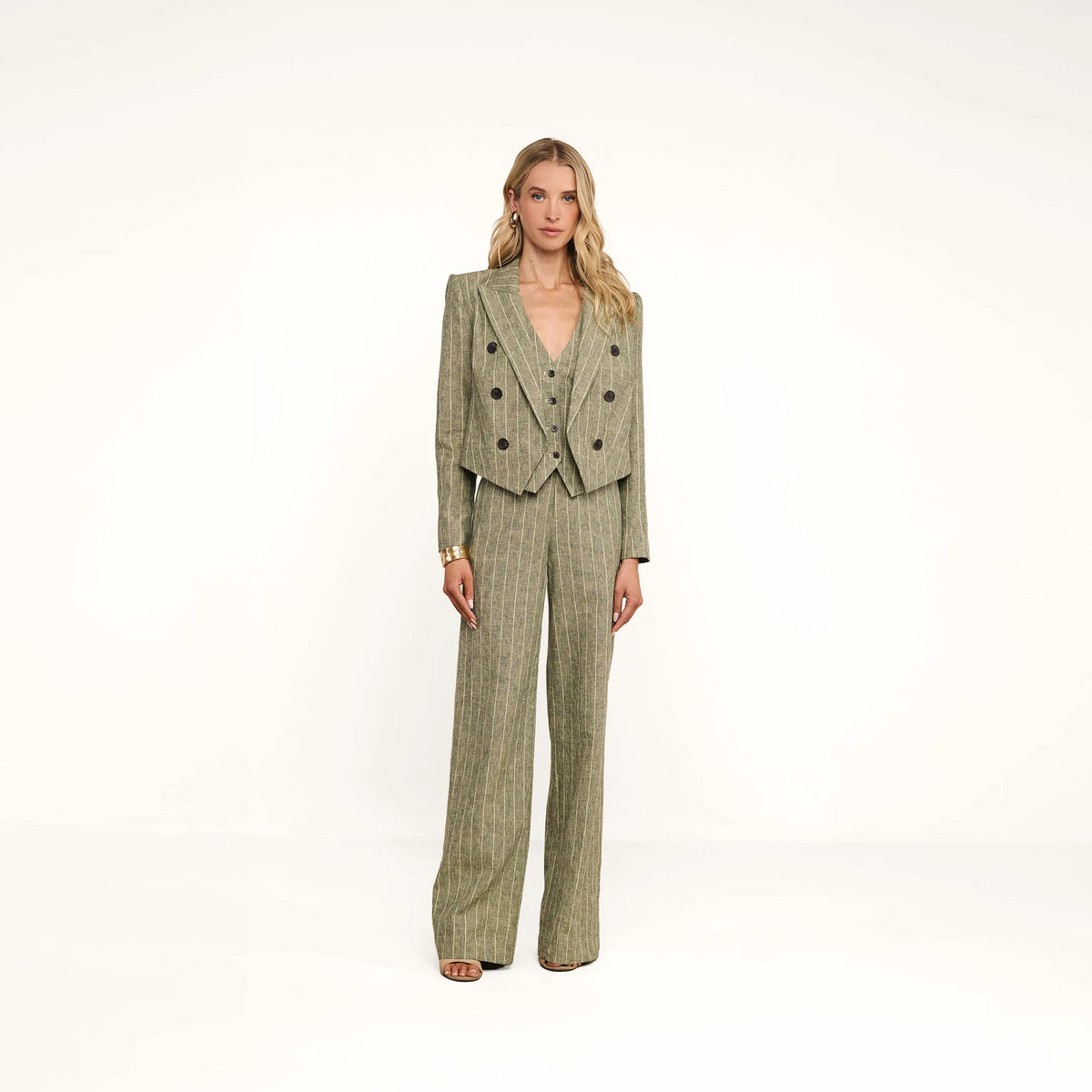 Olive Green Pinstripe
