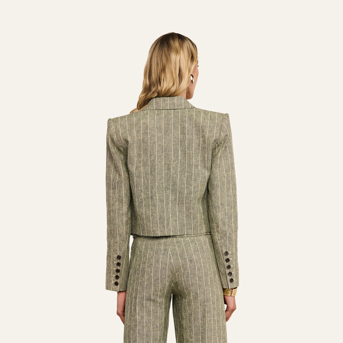Olive Green Pinstripe
