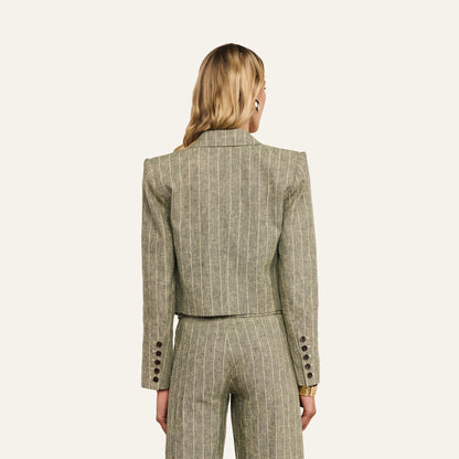 Olive Green Pinstripe