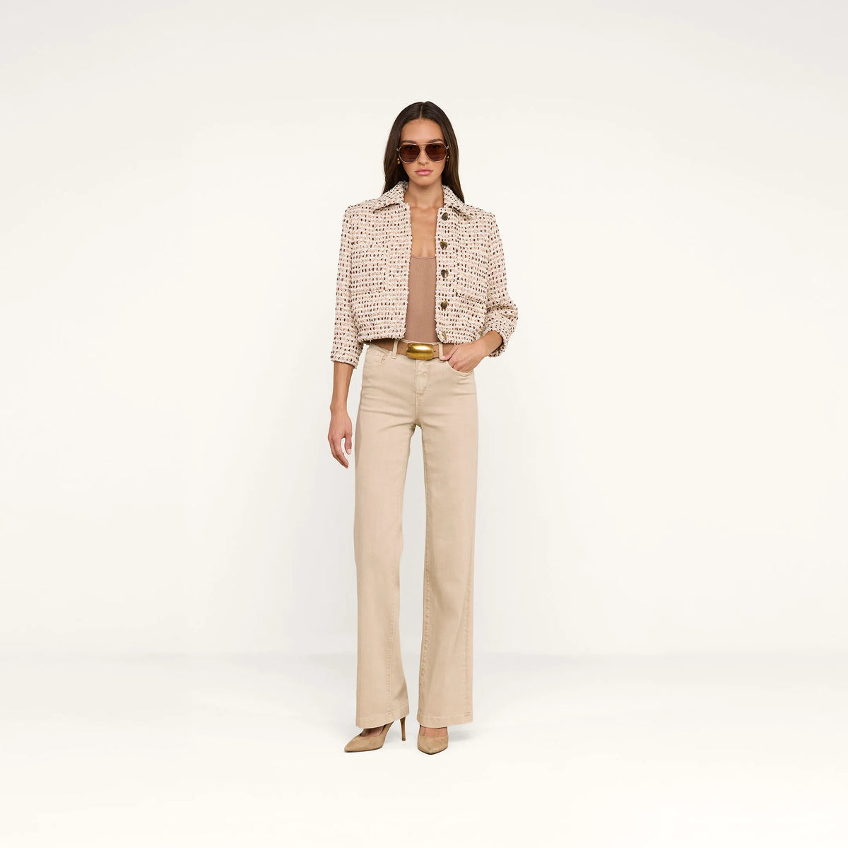 Ivory/Pink/Dark Brown/Silver Tweed