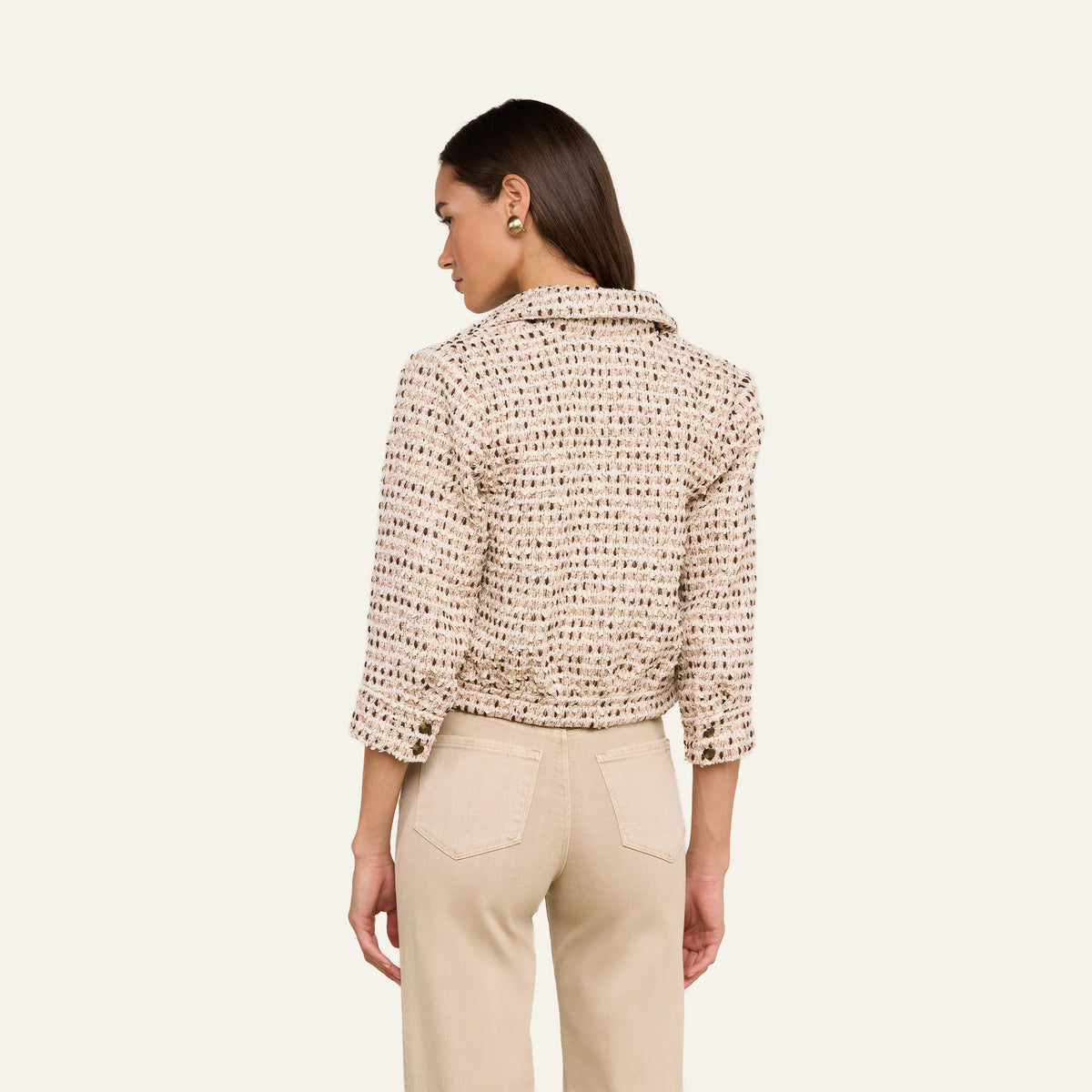 Ivory/Pink/Dark Brown/Silver Tweed