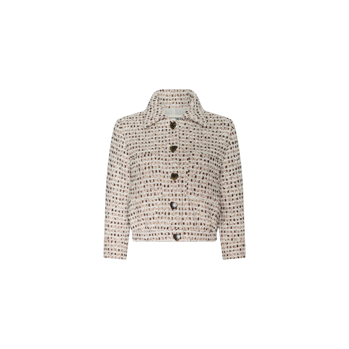 Ivory/Pink/Dark Brown/Silver Tweed