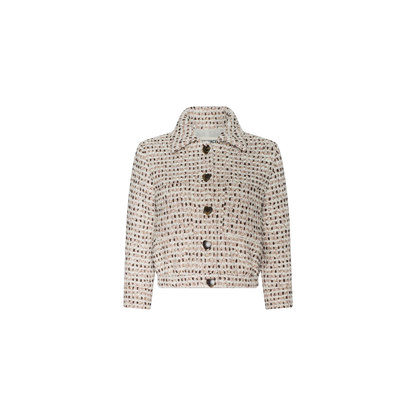 Ivory/Pink/Dark Brown/Silver Tweed
