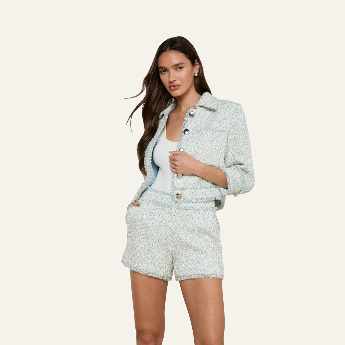 Light Blue/Ivory Chevron