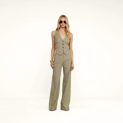 Olive Green Pinstripe