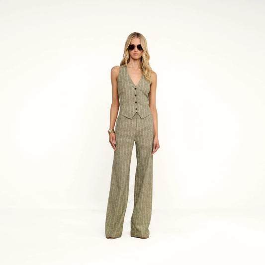 Olive Green Pinstripe