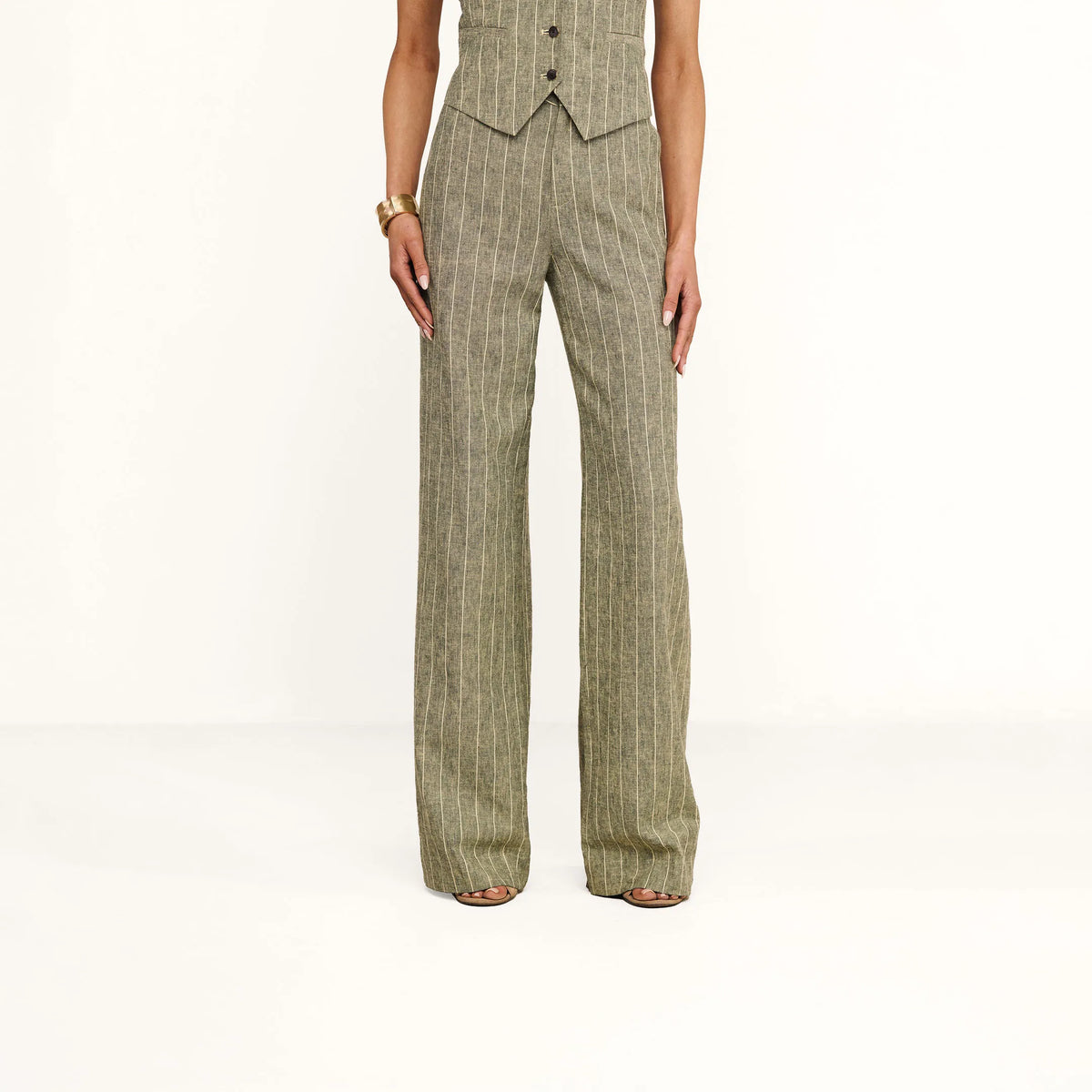 Olive Green Pinstripe