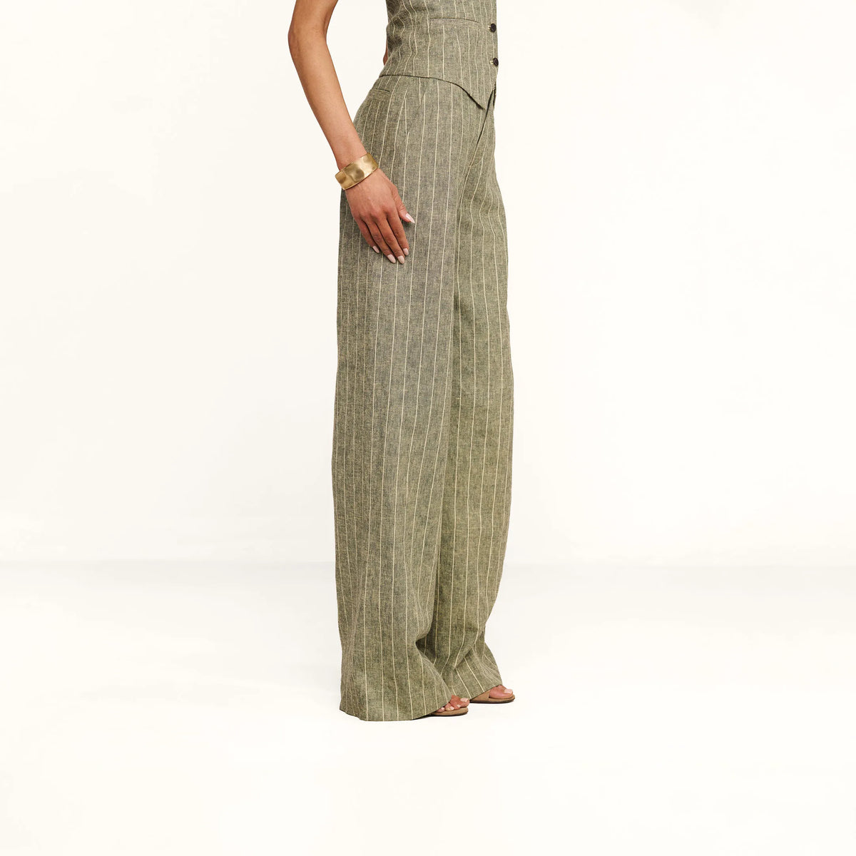 Olive Green Pinstripe