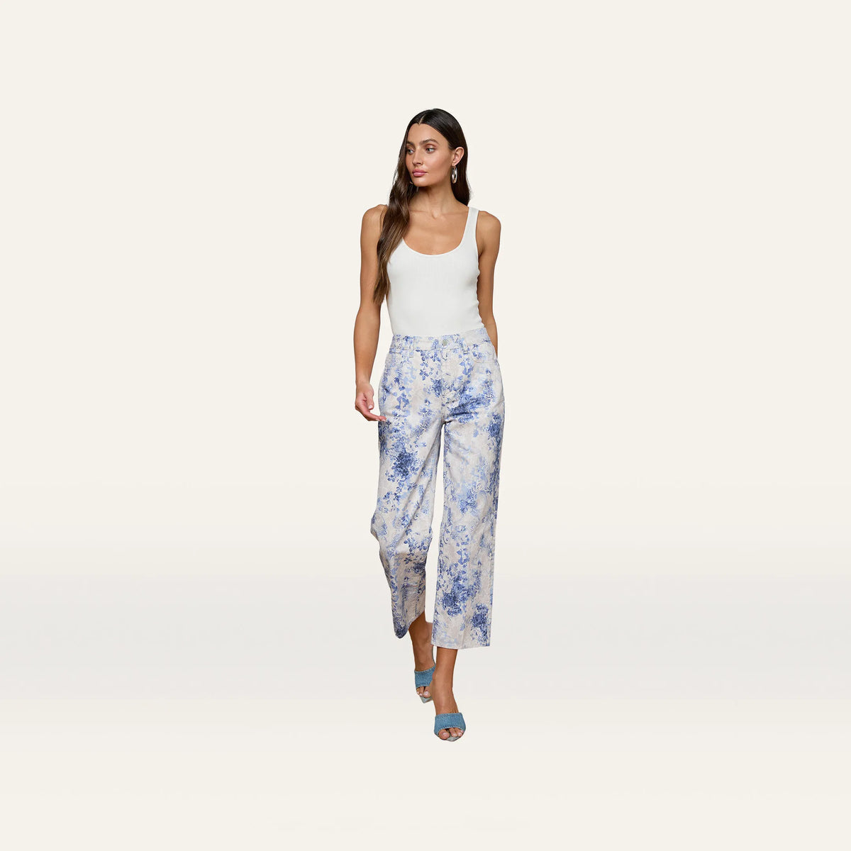Ivory/Blue Watercolor Lace Paisley