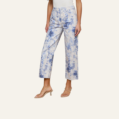 Ivory/Blue Watercolor Lace Paisley