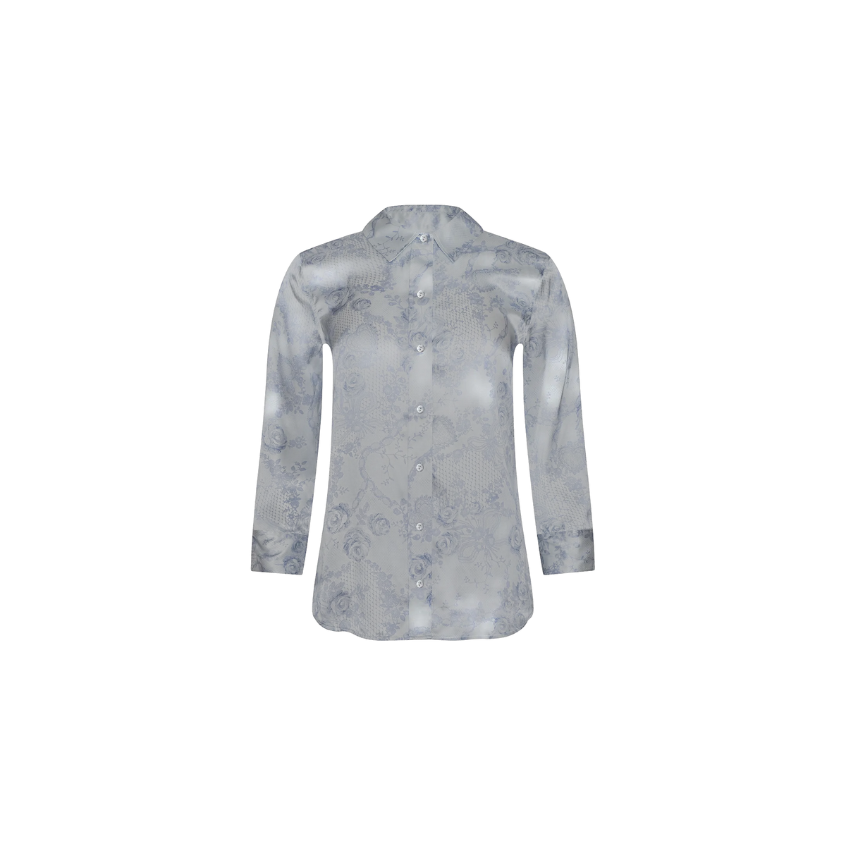 Ivory/Pale Mist Blue Lace Print