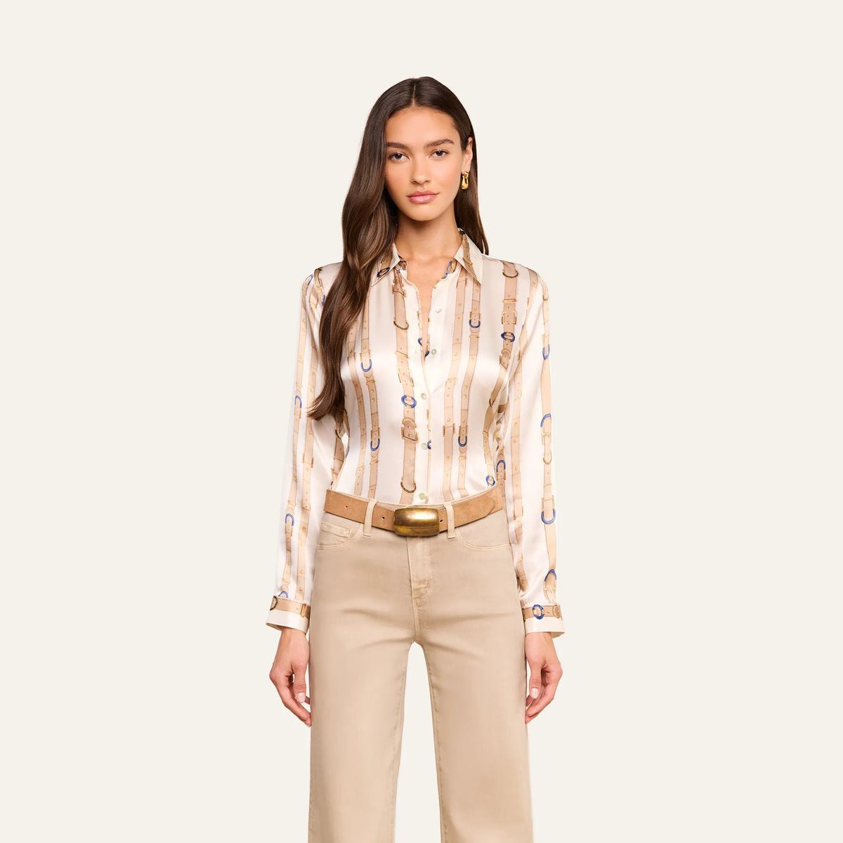 Ecru Multi Stud Belt Stripe
