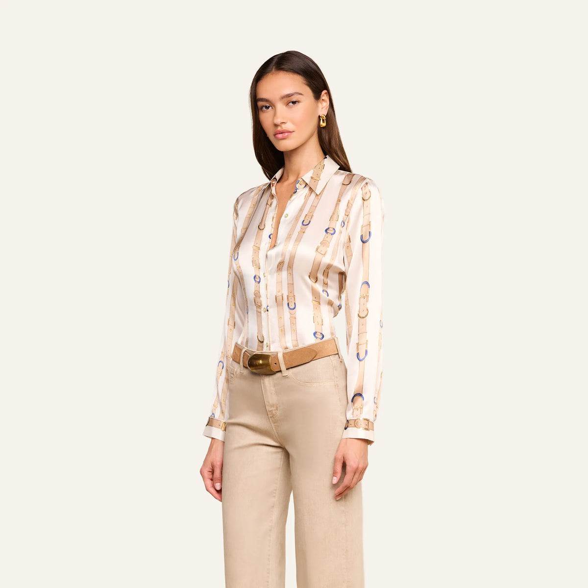 Ecru Multi Stud Belt Stripe