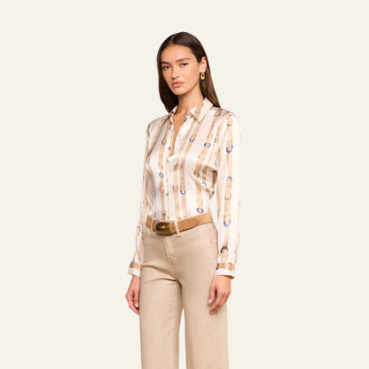 Ecru Multi Stud Belt Stripe
