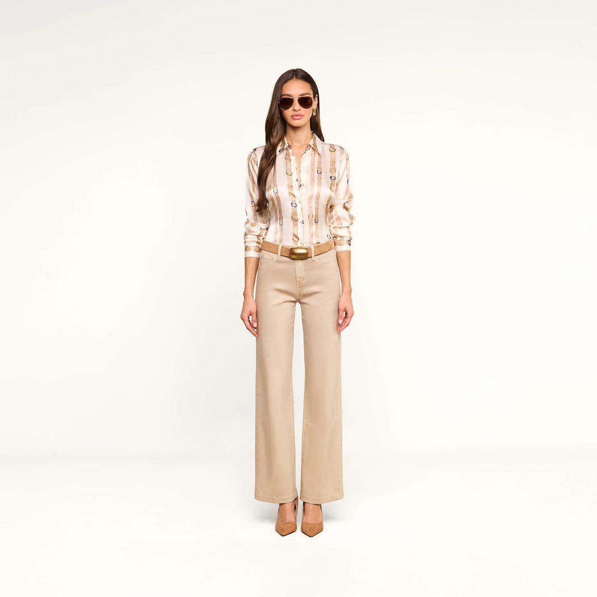 Ecru Multi Stud Belt Stripe