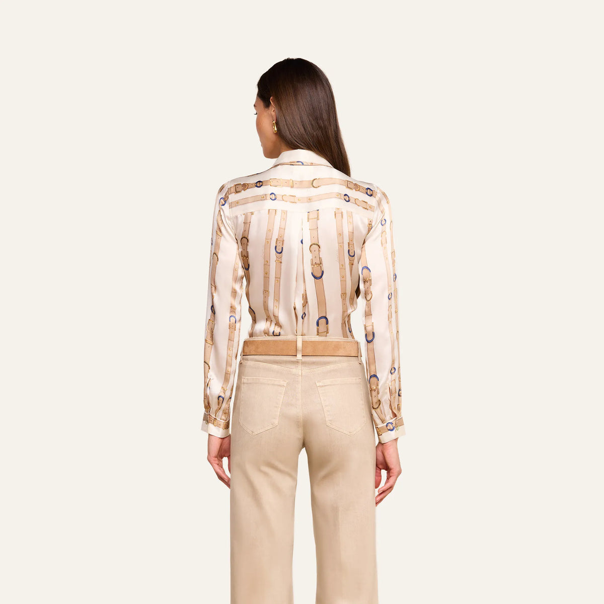Ecru Multi Stud Belt Stripe