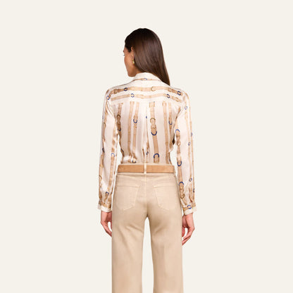 Ecru Multi Stud Belt Stripe