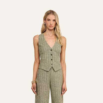 Olive Green Pinstripe