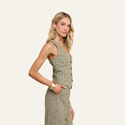 Olive Green Pinstripe