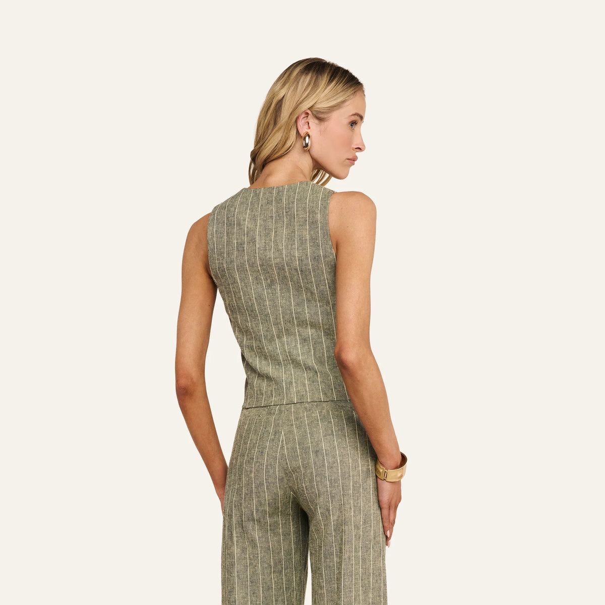 Olive Green Pinstripe