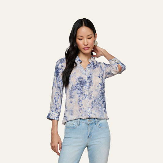 Ivory/Blue Watercolor Lace Paisley
