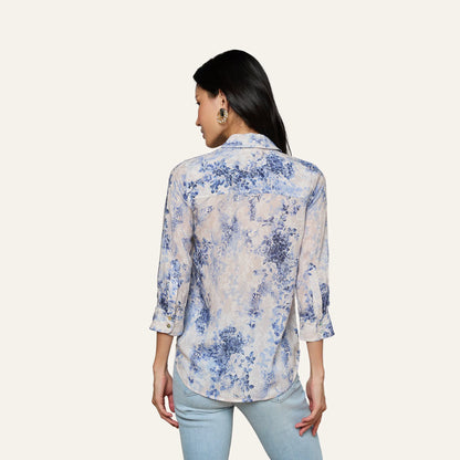 Ivory/Blue Watercolor Lace Paisley