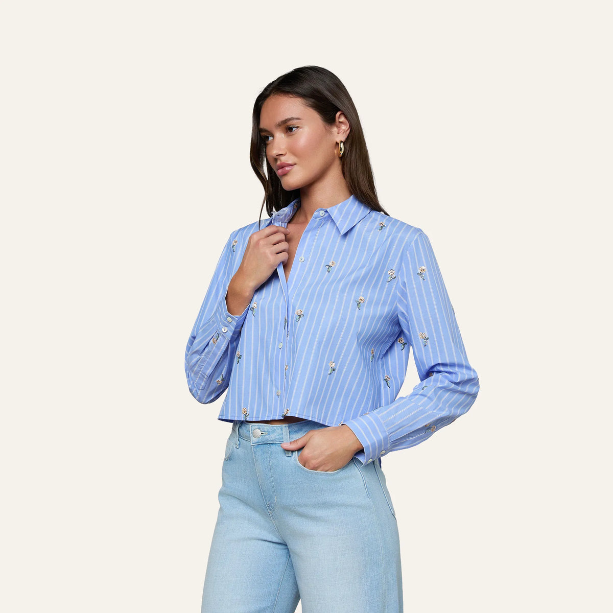 Blue Stripe/Sequin Flower