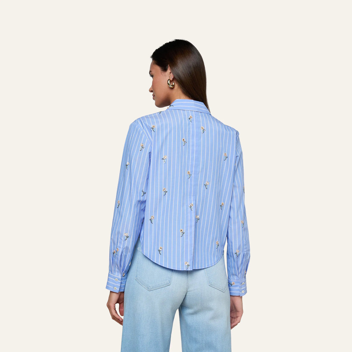 Blue Stripe/Sequin Flower