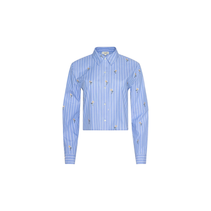 Blue Stripe/Sequin Flower