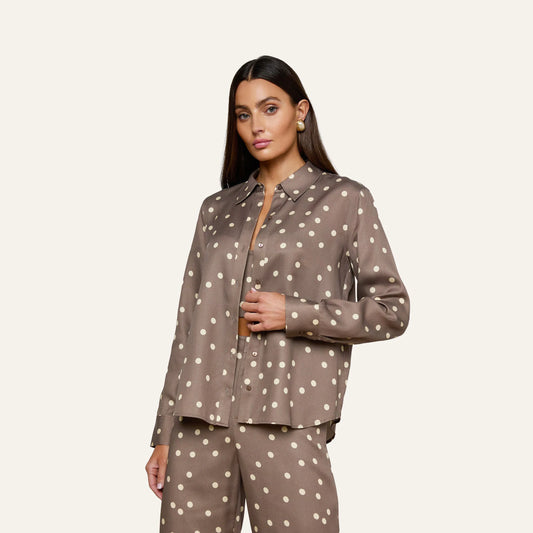 Cardamom/Ecru Polka Dot