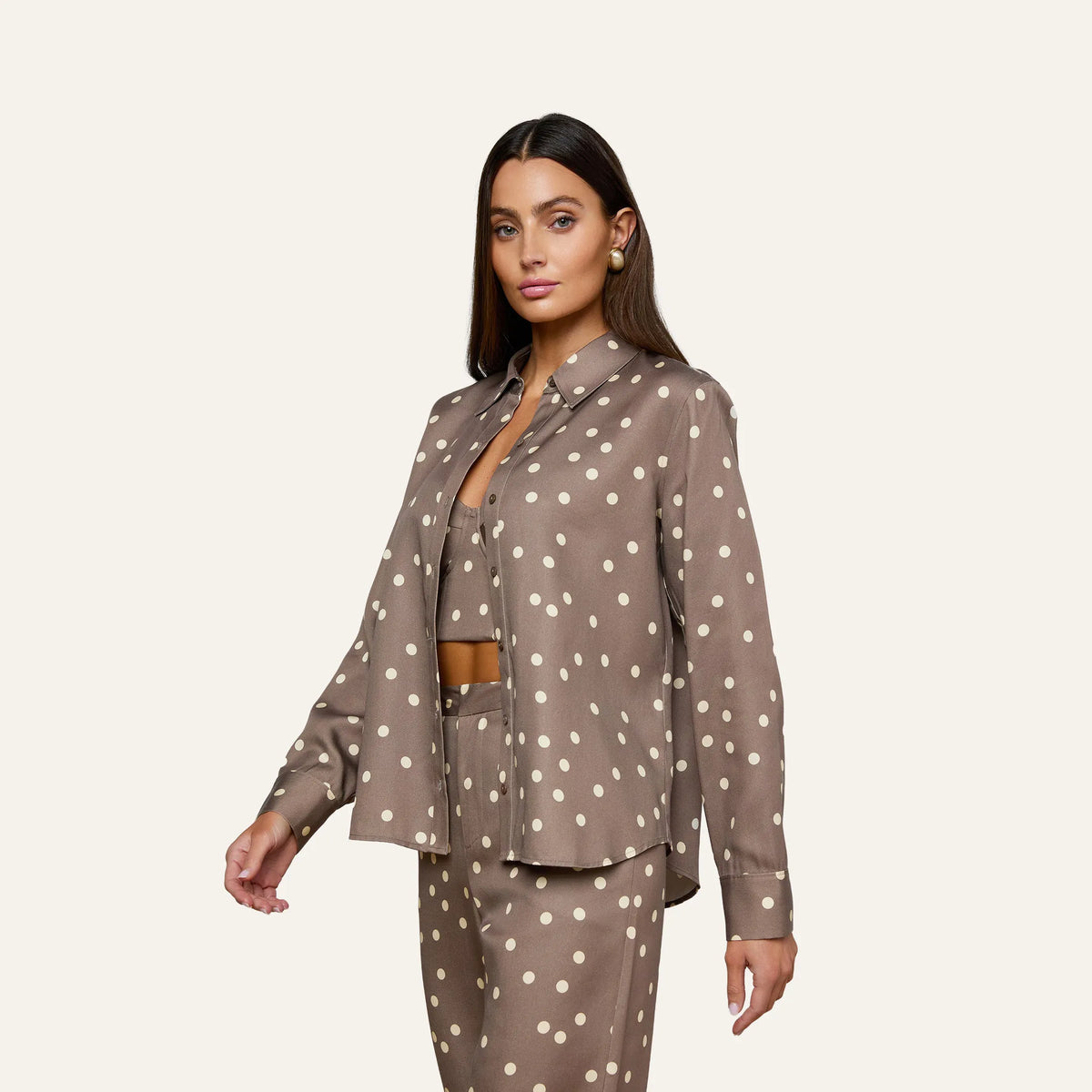 Cardamom/Ecru Polka Dot