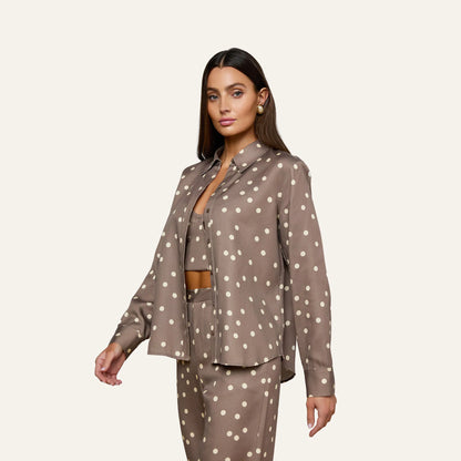 Cardamom/Ecru Polka Dot