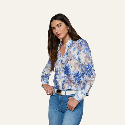 Ivory/Blue Watercolor Lace Paisley
