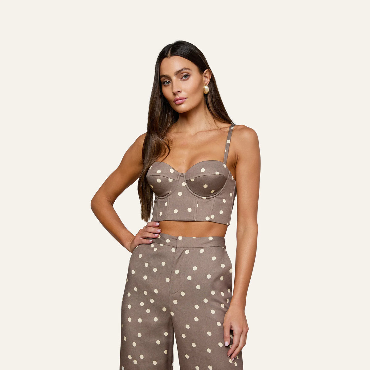 Cardamom/Ecru Polka Dot
