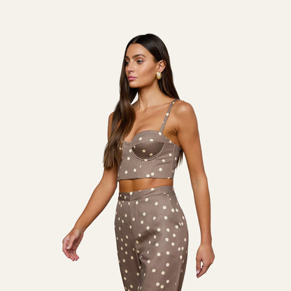 Cardamom/Ecru Polka Dot