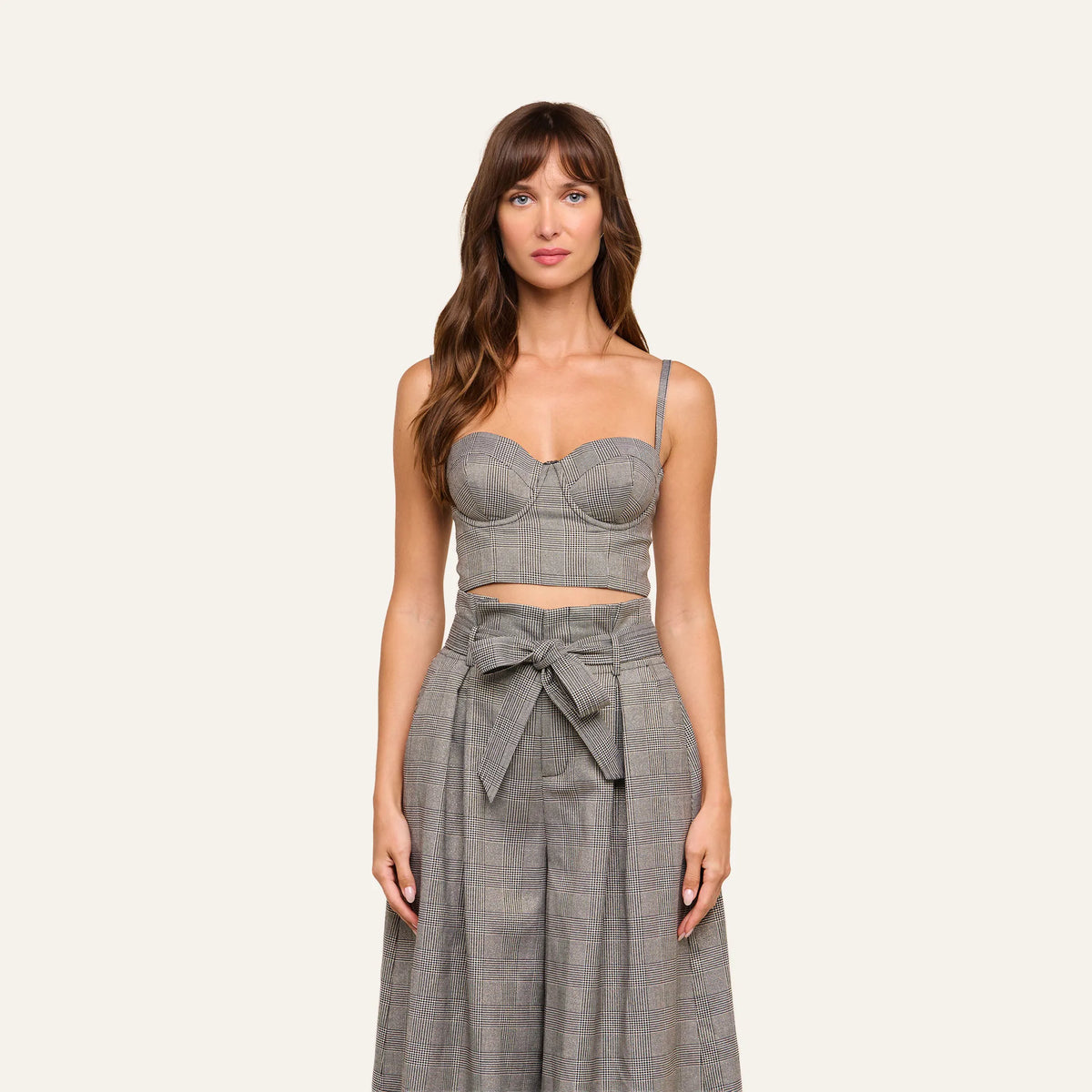 Beige/Black Lurex Glen Plaid