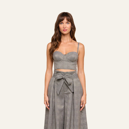 Beige/Black Lurex Glen Plaid