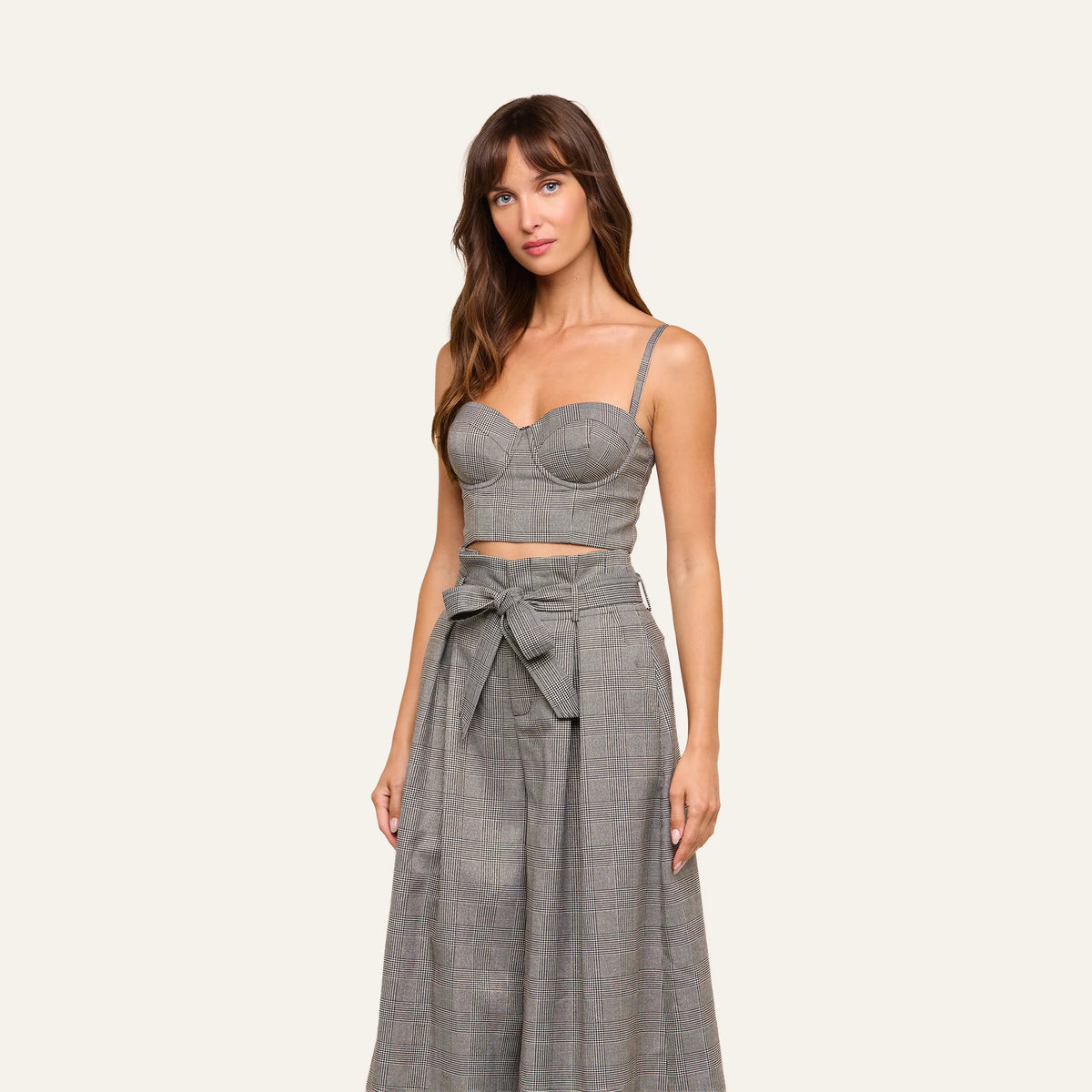 Beige/Black Lurex Glen Plaid