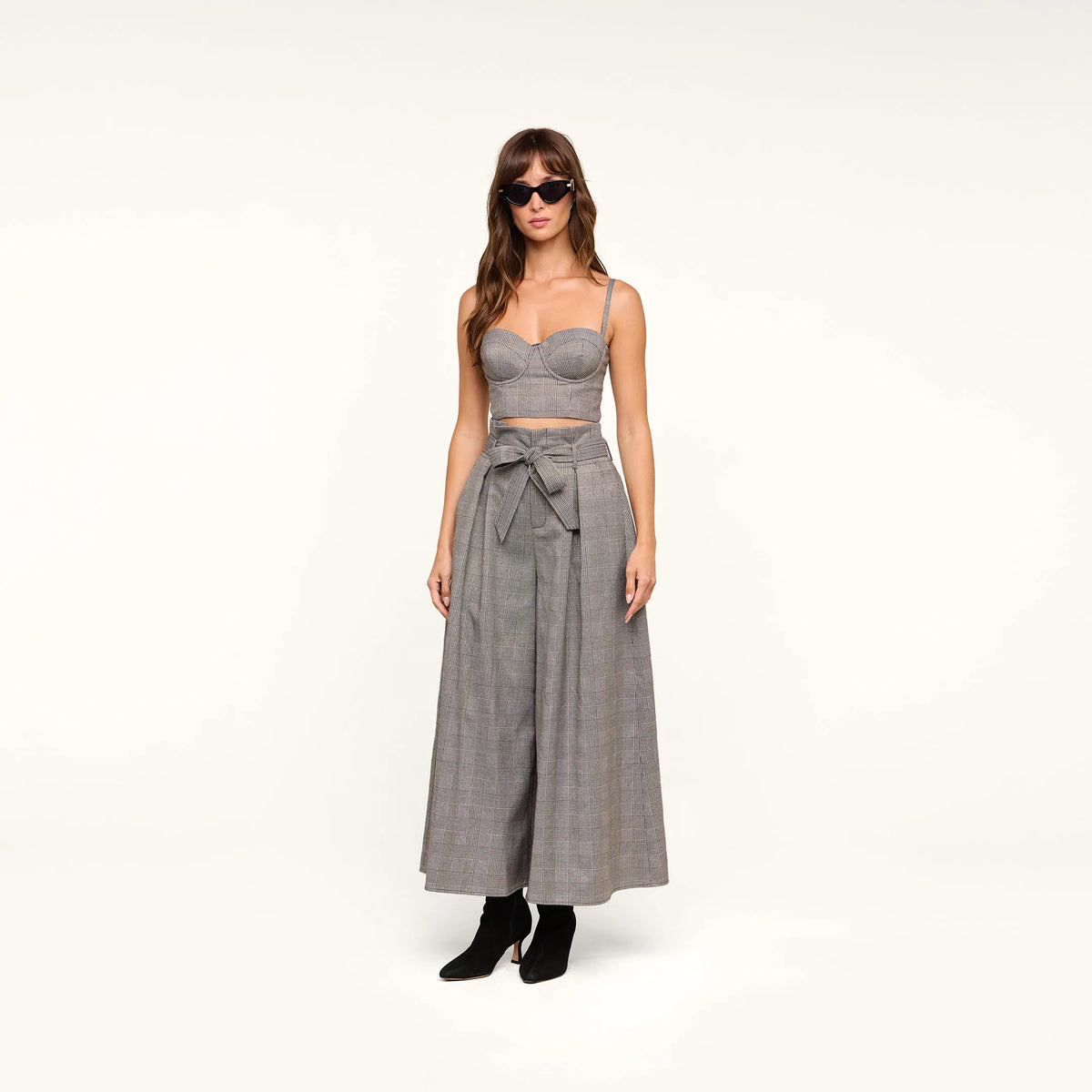 Beige/Black Lurex Glen Plaid