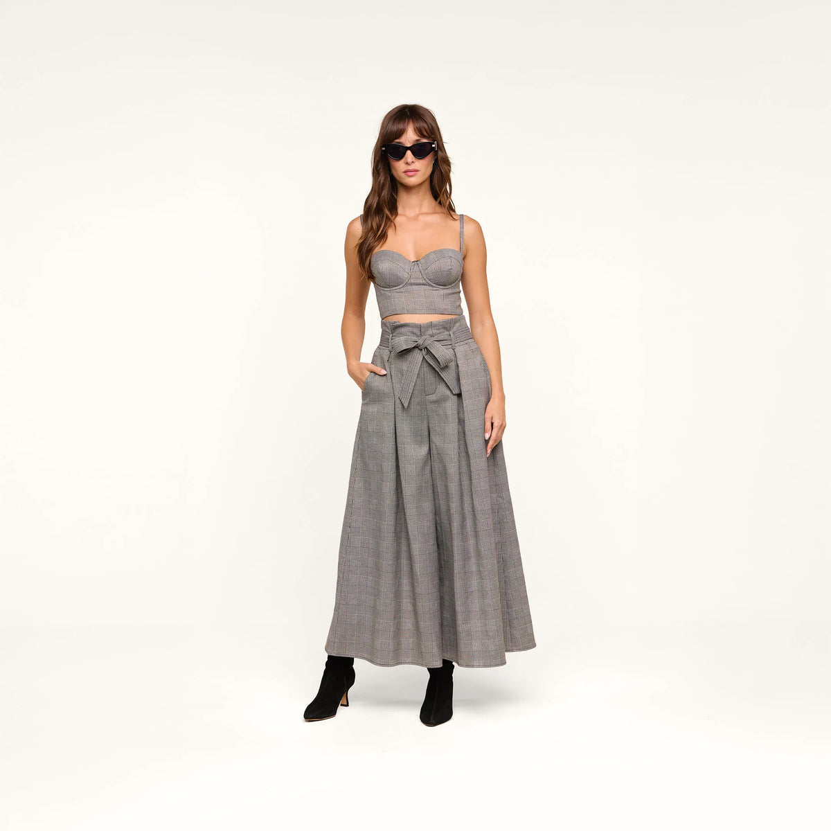 Beige/Black Lurex Glen Plaid